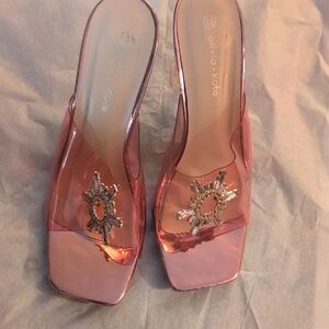 Olivia&Kate Clear Pink Slip On Heel